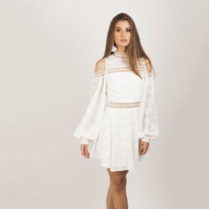 Open Back White Short Dress